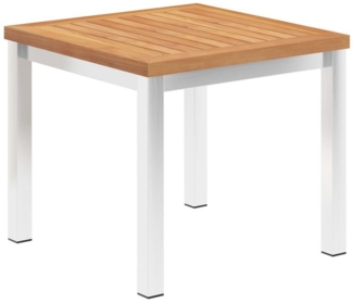 vidaXL Garten-Beistelltisch 45 x 45 x 38 cm Teak Massivholz Edelstahl 46512