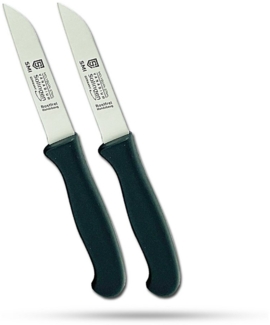 SMI Schälmesser Küchenmesser Obstmesser Solingen Gemüsemesser gerade 2 Stück, schwarz