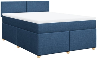 vidaXL Boxspringbett mit Matratze Blau 140x200 cm Stoff 3286702