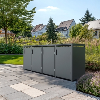 4er Mülltonnenbox, 265 x 80 x 116 cm, Stahl, anthrazit