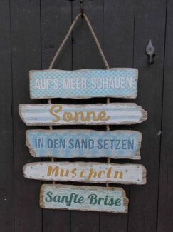 Deko-Impression Hängedekoration Schild Meer Sonne Strand - Holz/MDF a. Kordel Geschenk 40 cm (1 St)
