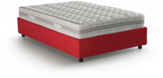 Dmora Aftis Doppelbett, Bettkasten mit Stoffbezug, 100 % Made in Italy, seitliche Öffnung, inklusive Matratze 120 x 190 cm, Rot