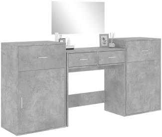 vidaXL 4-tlg. Schminktisch-Set, Holzwerkstoff betongrau, 80 x 39 x 80 cm