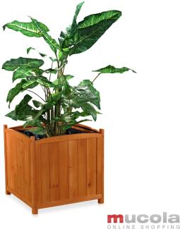 50cm Blumentopf eckig Blumen Pflanztrog Holz braun