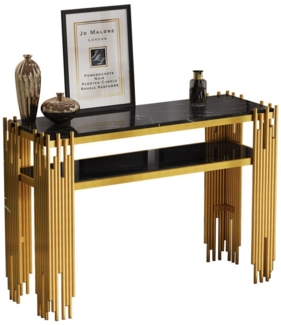 OKWISH Beistelltisch Mid-Century (Konsolentisch, Flurtisch, 1-St, doppellagiges MDF), mit goldenen Beinen