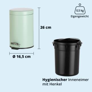 KHG Mülleimer Bad, Kosmetikeimer 3l | Abfalleimer Treteimer aus Aluminium in mattem Mintgrün | herausnehmbarer Inneneimer, ideal für Küche, Badezimmer, Büro