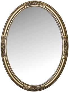 Casa Padrino Barock Spiegel Gold 57 x H. 77 cm - Ovaler Barock Wandspiegel mit Holzrahmen