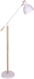 verstellbare Stehlampe in Weiß aus Metall und Holz 28 x 75 x 166 cm