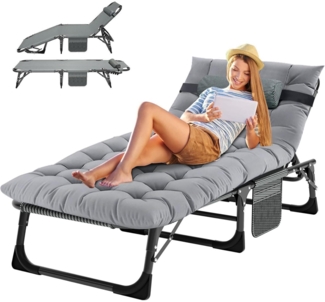 Faltbare Sonnenliege mit Matratze, verstellbar, tragbar, Garten Liege