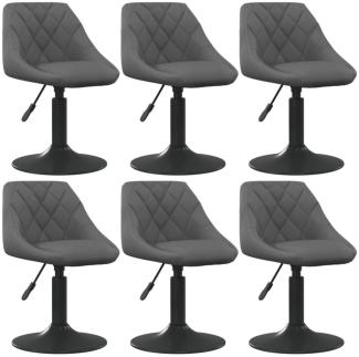 vidaXL Esszimmerstühle 6 Stk. Drehbar Dunkelgrau Samt 3088803