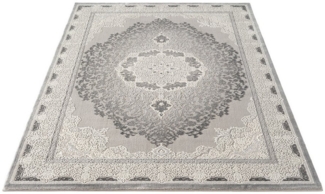 Carpetilla Designteppich Wohnzimmer Teppich Designer Teppich Orient Musterung Modern Grau, Rechteckig, Höhe: 12 mm, Wohnzimmer