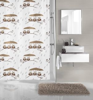 Kleine Wolke Duschvorhang Eulen Breite 180 cm (1-tlg), mit Besfestigungsringen