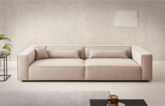 LeGer Home by Lena Gercke 3-Sitzer PIARA, XXL Sofa mit Kedernaht, Big-Sofa in Cord oder Leinenoptik, schwarze Füße, bequemer Sitzkomfort, extra tiefe Sitzfläche