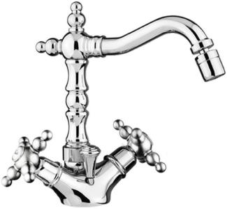 Jugendstil Retro Waschtisch / Waschbecken Armatur Silber H. 21 cm - Nostalgisches Bad Zubehör