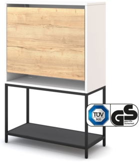 ASSMANN Sekretär Cubas Premium Weiß-Schwarz 80x36x121cm Metall Holz