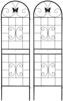 Flieks Rankgitter 2er-Set, Metall, Rankhilfe Garten Deko, Kletterhilfe für Pflanzen, 180x50 cm, Schwarz