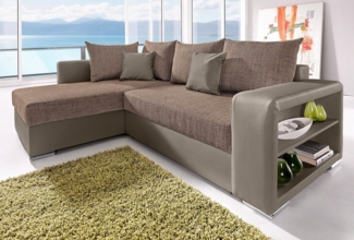 COLLECTION AB Ecksofa John L-Form, Regalarmlehne,Bettfunktion,Bettkasten,Ottomane beiseitig montierbar