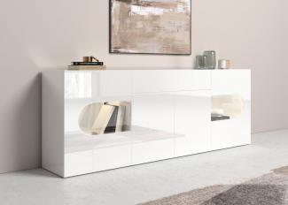 INOSIGN Sideboard Real,Vitrine,Kommode,Schrank,komplett hochglanz lackiert, mit 4 Türen davon 2 Glastüren und 1 Schublade ohne Griff Breite 220cm