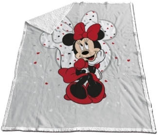 Disney Minnie Mouse Fleecedecke 130x170 cm – Kuschelige Sherpa-Decke für Kinder