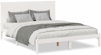 vidaXL Massivholzbett Extra Lang ohne Matratze Weiß 160x220 cm 3309316