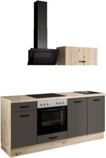 IMPULS KÜCHEN Küchenzeile "Lissabon", Ausrichtung wählbar, Schubkästen mit Soft-Close, vormontiert, wahlweise mit E-Geräten, mit Vollauszug, Breite 195 cm