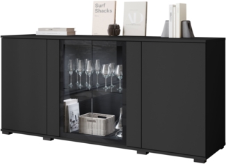 Kommode Clarkoy SB 154 4D (Farbe: Schwarz, mit weißer LED Beleuchtung)