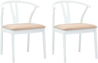 vidaXL Esszimmerstuhl 2 pcs Weiß und Braun Massives Gummiholz 42020418