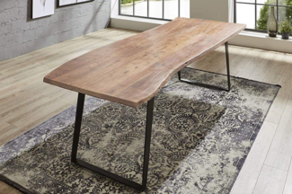 Esstisch Baumkante massiv Akazie natur 180x90 schwarz Hobart 525084