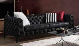 Casa Padrino Luxus Chesterfield Sofa Schwarz 235x98 x H. 72 cm