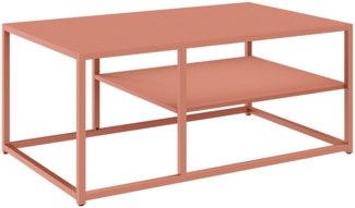 skølm 'Skadi' Couchtisch, Metall, terrakotta, 45x60x100 cm, Wohnzimmertisch mit zwei Ablagen