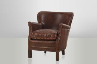 Chesterfield Luxus Echt Leder Ohrensessel Vintage Leder von Casa Padrino Cigar - Club Sessel