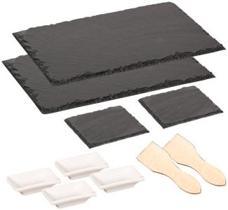 10 tlg. Schiefer-Servierplatten-Set - Raclette für 2 Personen