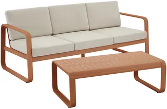 Vente-unique - LOMIA Gartensitzgruppe Metall Kupferfarben - B 81,5 cm x H 81,5 cm x L 195 cm