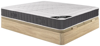 Vente-unique - Set aus Bettgestell + Matratze - 180 x 200 cm - Taschenfederkern - Auflage Memory Schaum - Stärke 27 cm - Holzfarben hell - ATLANTIDE von YSMÉE