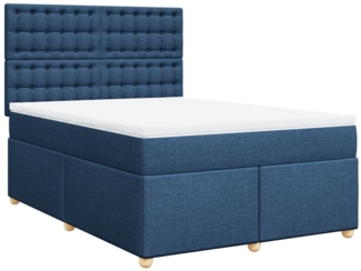 vidaXL Boxspringbett mit Matratze Blau 140x190 cm Stoff 3291295