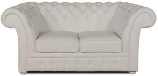 Casa Padrino Luxus Echtleder 2er Sofa Weiß 170 x 90 x H. 80 cm