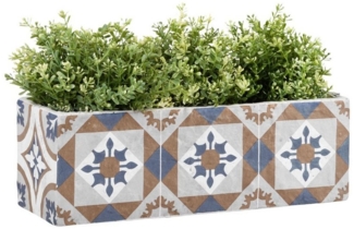 Rivanto Blumentopf (Set, 1 St), Blumenkasten Portugiesische Kacheln, rechteckiger Pflanztopf
