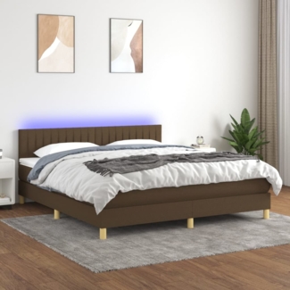 vidaXL Boxspringbett mit Matratze & LED Dunkelbraun 180x200 cm Stoff 3133896