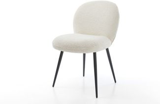Esszimmerstuhl Nube-Flex Bouclé Weiß 4-Fuß konisch Schwarz Taschenfederkern