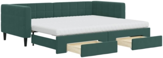 vidaXL Tagesbett Ausziehbar mit Schubladen Dunkelgrün 90x200 cm Samt 3196765