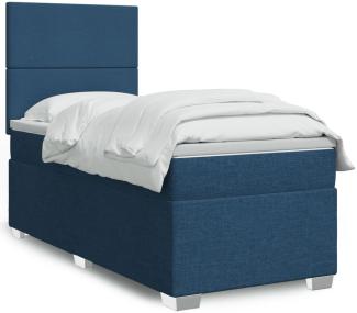 vidaXL Boxspringbett mit Matratze Blau 100x200 cm Stoff 3292698