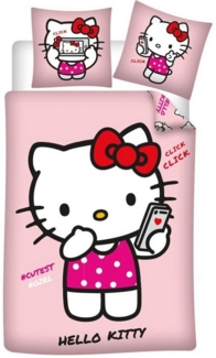 Hello Kitty Bettwäsche Hello Kitty Mädchen Kinder Bettwäsche 2tlg. Set, Bettdeckenbezug135-140x200cm Kissenbezug 65x65 cm