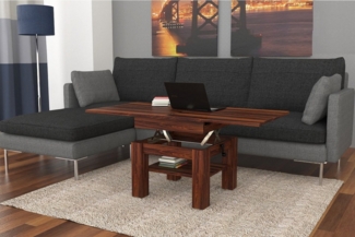 designimpex Couchtisch Design Cleo stufenlos höhenverstellbar aufklappbar Esstisch