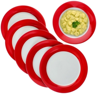 MamboCat Suppenteller 6er Set Variant Rot Speiseteller Ø27cm bunte große Ess-Teller