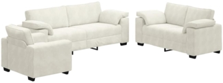 vidaXL 3-tlg. Sofagarnitur mit Kissen Creme Samt 3324675