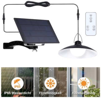 Rosnek LED Solarleuchte für Innen & Außen Hängend, Solar Hängelampe Outdoor mit Fernbedienung, Warmweiß, Kaltweiß, IP65 Wasserdicht, Dimmbare/Timer solarlampe mit 1-4 Lampen, 3M Kabel
