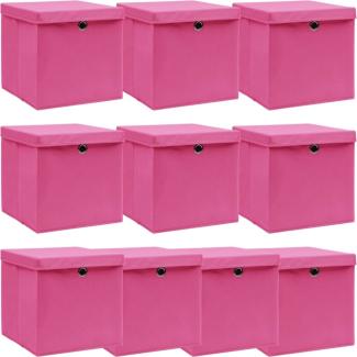 vidaXL Aufbewahrungsboxen mit Deckeln 10 Stk. Rosa 32x32x32 cm Stoff 288348