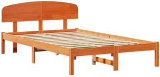 vidaXL Bettrahmen Wachsbraun 135 x 190 cm Massives Kiefernholz 872073