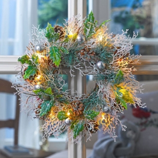 LED-Kranz 33cm Lichtkranz Tischkranz Türkranz Adventskranz Leuchtkranz Dekokranz