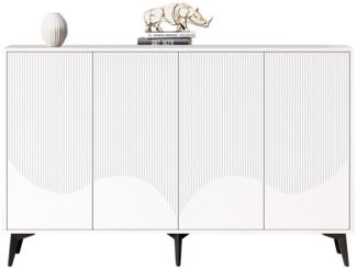 HAUSS SPOLE Sideboard Kommode mit verstellbaren Einlegeböden, 4 Türen, Metallbeine Weiß (Kommode, Anrichte, Wohnzimmerschrank, Eckschranke, 1 St, 4 Türen), mit verstellbaren Einlegeböden